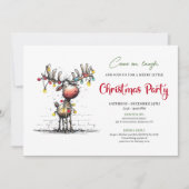 Invitation drôle moderne de fête de Noël de renne (Devant)