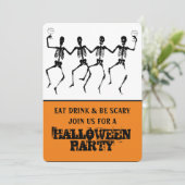 Invitation Drôle Orange & Black Dancing Skeleton Halloween (Debout devant)