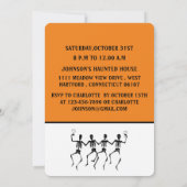 Invitation Drôle Orange & Black Dancing Skeleton Halloween (Dos)
