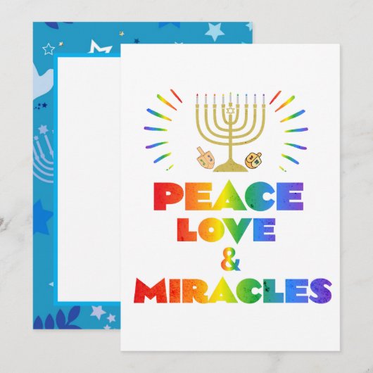 Invitation Drôle paix amour et miracle Hanukkah (Devant / Derrière)
