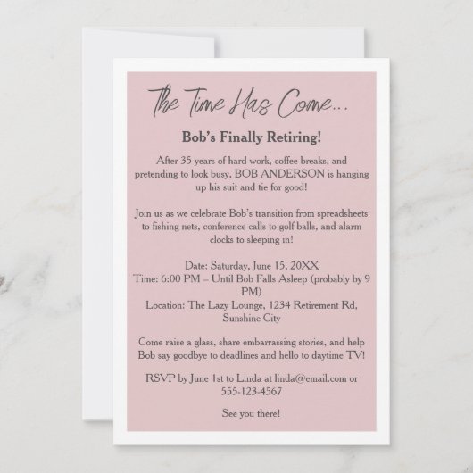 Invitation Drôle Parti de la retraite (Devant)