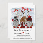 Invitation Drôle Père Noël Gnomes Joyeux Noël Little Party (Devant / Derrière)