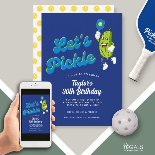 Invitation Drôle Pickleball Jouer Pickleball Anniversaire