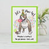 Invitation Drôle Pitbull Chien Donuts Anniversaire (Debout devant)