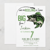 Invitation Drôle Poisson Bass Anniversaire Portrait, (Devant / Derrière)