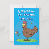 Invitation Drôle poulet rustique illustration (Dos)