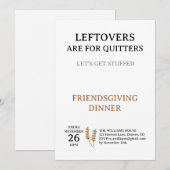 Invitation drôle pour le dîner de Thanksgiving (Devant / Derrière)