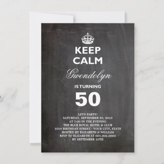 Invitation drôle pour les 50 ans avec tableau noir (Devant)