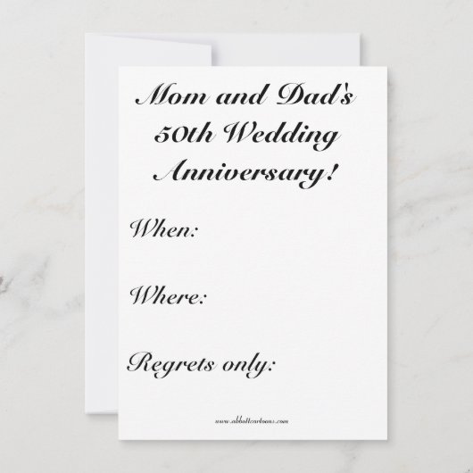 Invitation drôle pour les 50 ans de mariage (Dos)