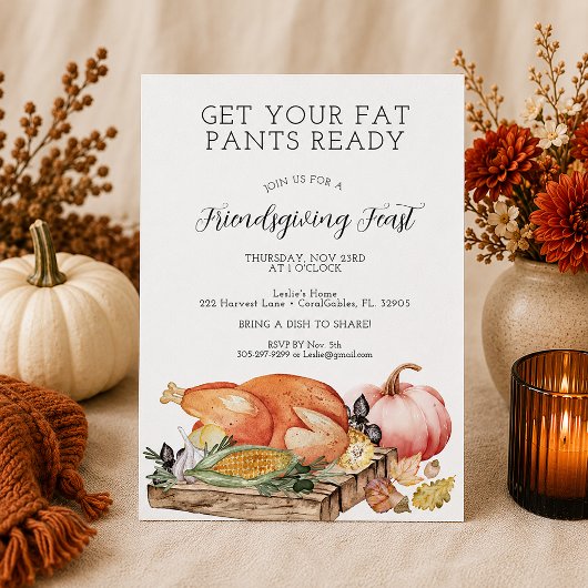Invitation drôle pour un festin de Friendsgiving