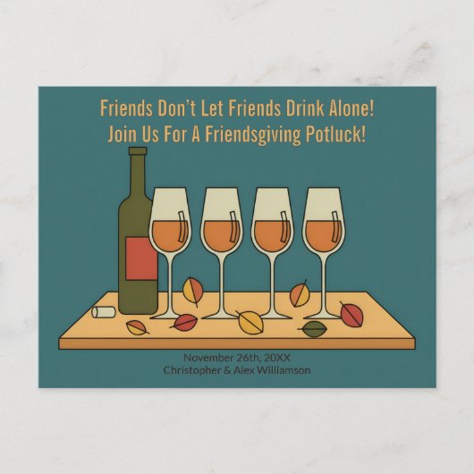Invitation drôle pour un Potluck de Friendsgiving  (Devant)
