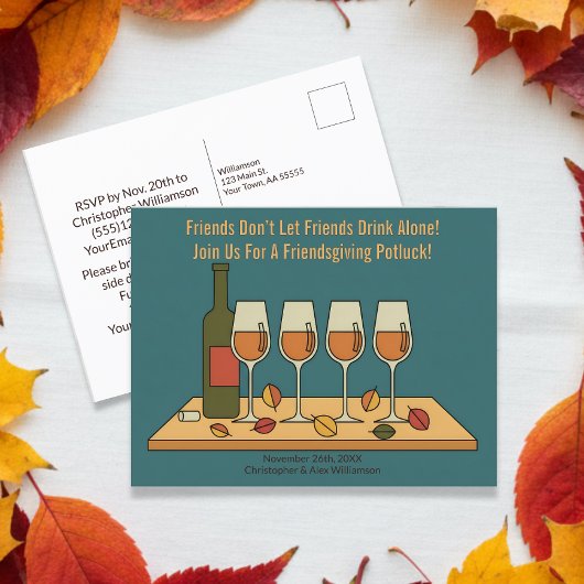 Invitation drôle pour un Potluck de Friendsgiving 