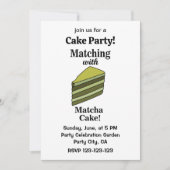 Invitation drôle pour une fête de gâteau vert Matc (Devant)