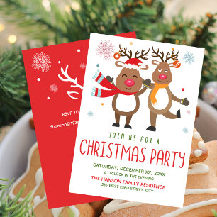 Invitation drôle pour une fête de Noël avec des re