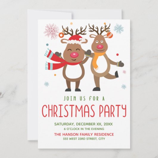 Invitation drôle pour une soirée de Noël avec un r (Devant)