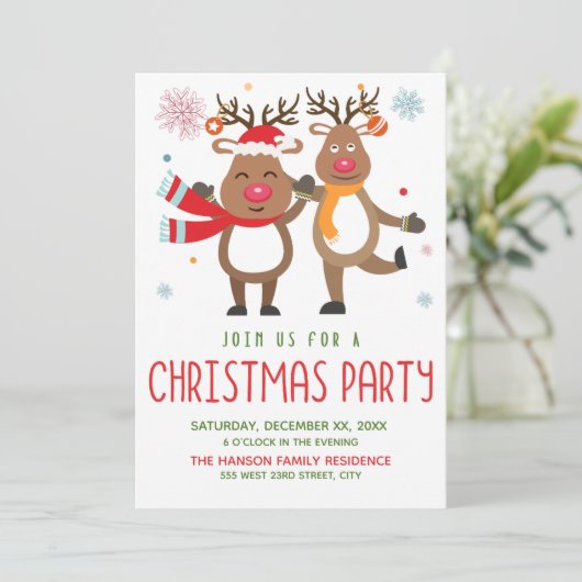 Invitation drôle pour une soirée de Noël avec un r (Debout devant)