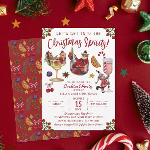 Invitation Drôle Red Cat Christmas Spirit Cocktail Party