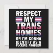Invitation Drôle Respecte Mes Copains Trans Mois de la Fierté (Devant)