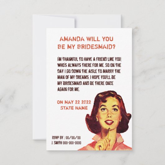 Invitation Drôle rétro tu seras mon (Dos)