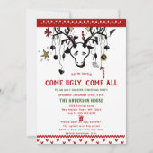 Invitation Drôle Rindeer moelleux renne nordique Knit Noël (Devant)