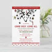 Invitation Drôle Rindeer moelleux renne nordique Knit Noël (Debout devant)