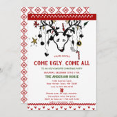 Invitation Drôle Rindeer moelleux renne nordique Knit Noël (Devant / Derrière)