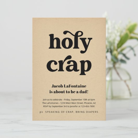Invitation Drôle Sacré merde Daddy Daddy Fête de couche Invit (Debout devant)