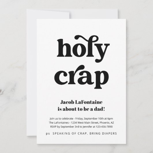 Invitation Drôle Sacré merde Daddy Daddy Fête de couche Invit (Devant)