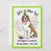 Invitation Drôle Saint Bernard Donuts fête d'anniversaire (Devant)