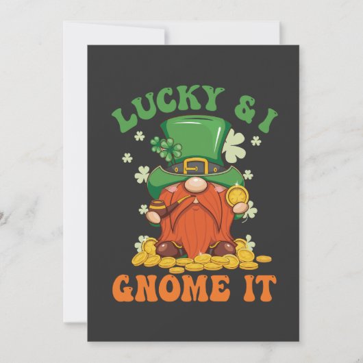 Invitation Drôle Saint Patrick's Lucky And I Gnome It Irish (Devant)