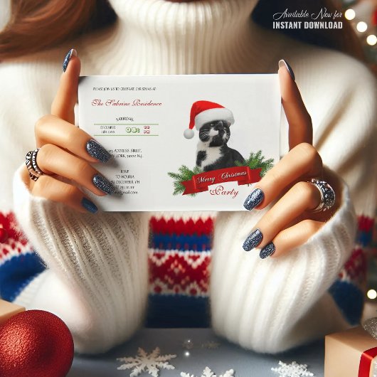 Invitation Drôle Sarcastique Chat Santas Casquette Noël