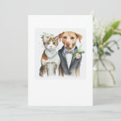 Invitation drôle sérieux : mariage chat et chien, aquarelle (Debout devant)