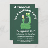 Invitation Drôle serpent vert avec caricature maraca (Devant / Derrière)
