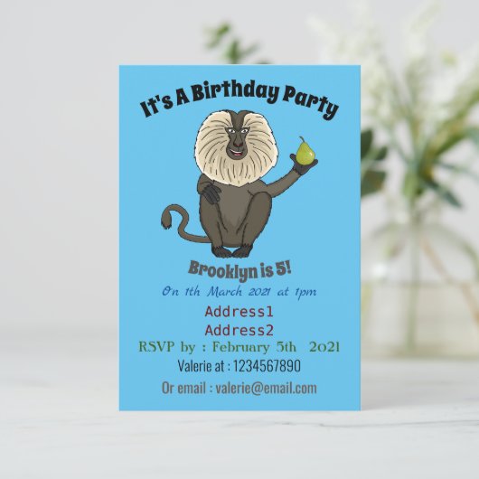 Invitation Drôle singe-singe macaque à queue de lion (Debout devant)