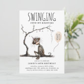 Invitation Drôle Singe Whimsical Adulte Anniversaire (Debout devant)
