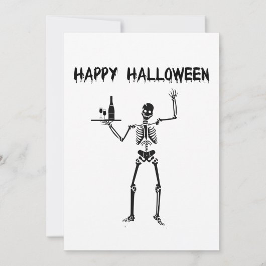 Invitation Drôle Skeleton Black & White Halloween Party (Dos)