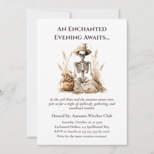 Invitation Drôle Skeleton d'automne - Rassemblement d'automne (Devant)