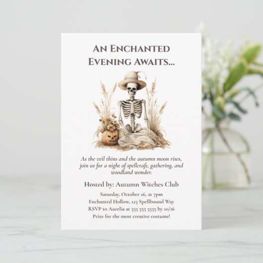 Invitation Drôle Skeleton d'automne - Rassemblement d'automne (Debout devant)