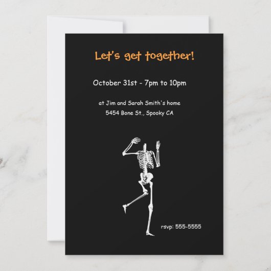 Invitation Drôle Skeletons Halloween - S'Il Vous Plaît Rejoig (Dos)
