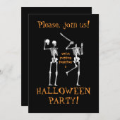 Invitation Drôle Skeletons Halloween - S'Il Vous Plaît Rejoig (Devant / Derrière)