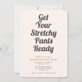 Invitation Drôle Stretchy Pants Brown Thanksgiving Dîner (Devant)
