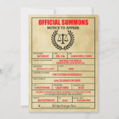 Invitation Drôle Subpoena Juridique Parti de Graduation de l' (Devant)