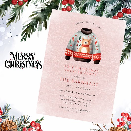 Invitation Drôle Tacky Ugly Christmas Sweater Party