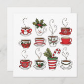 Invitation Drôle tasse de thé Noël (Devant / Derrière)