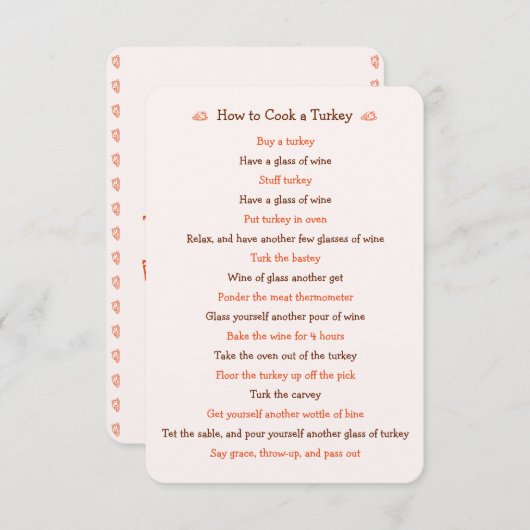 Invitation Drôle Thanksgiving Card Comment Rôtir La Turquie R (Devant / Derrière)