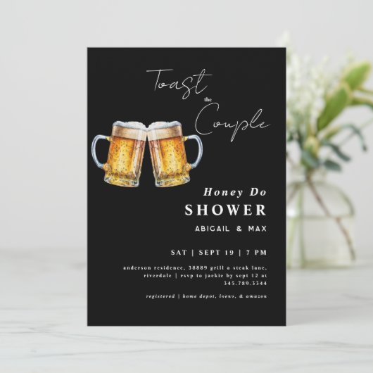 Invitation Drôle Toast Couple Wedding shower (Debout devant)
