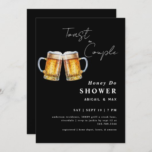 Invitation Drôle Toast Couple Wedding shower (Devant / Derrière)