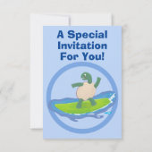 Invitation Drôle tortue vague de surf dessin animé (Dos)