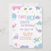 Invitation drôle Trois Rex 3ème Dinosaure Anniversaire (Devant)