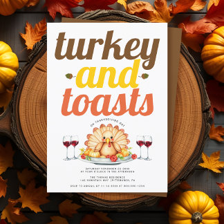 Invitation Drôle Turquie et Toasts typographie Amical